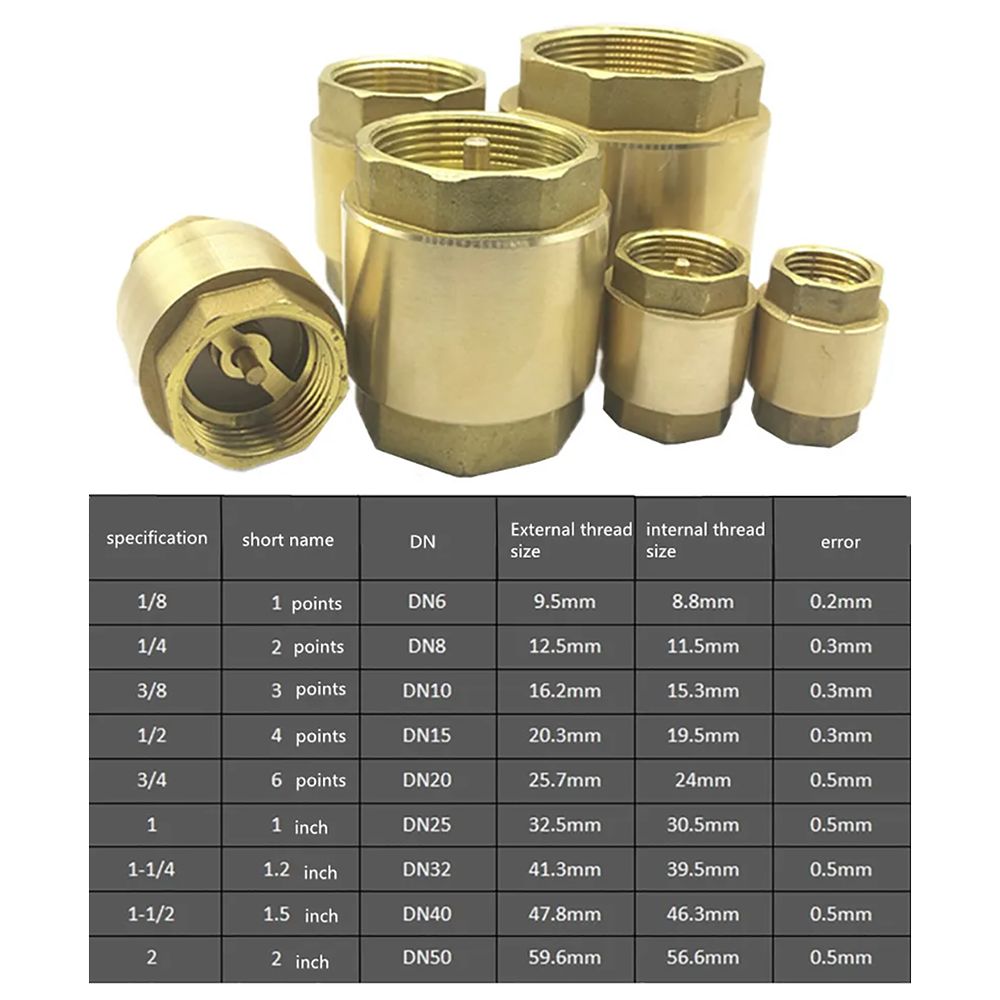 1Pcs Irrigation Aquarium System NPT Brass Check Valve In-Line Spring Female Thread One-Way Valve for Water Control