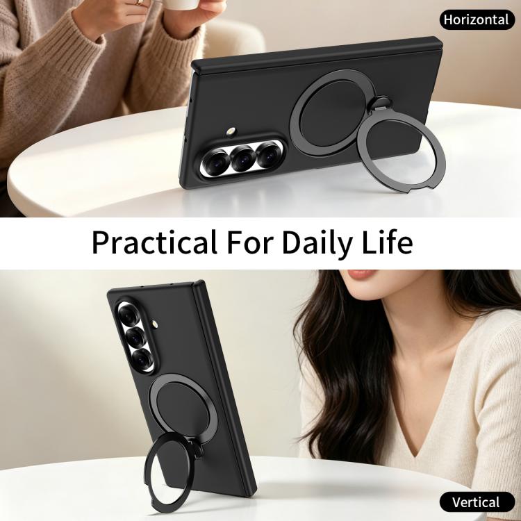 Magnetic Ring Foldable Integrated Film Phone Case For Samsung Galaxy Z Fold4, Hinge Protection 360° Kickstand Wireless Charging Cover