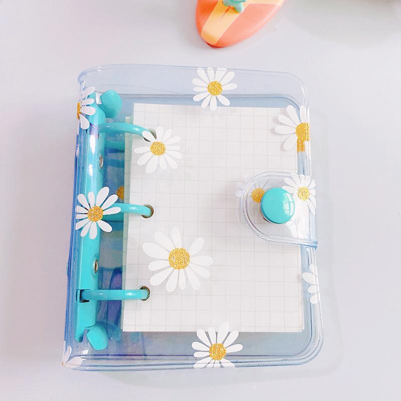 Kawaii Daisies Transparent Mini 3 Ring Binder Loose-leaf Notebook Diary Journal Note Book Scrapbooking Office School Supplies