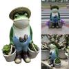 Garden Farming Frog Ornament Outdoor Resin Fun Animal Figurine Sculptures Decoration Suitable For Patios Lawn Yard Decor