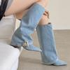 Bottes de cowboy montantes haut de gamme pour femmes, Chaussures à talons pointus de luxe, Élégantes Bottes Chelsea longues de soirée, Escarpins d'hiver Mujer Botas