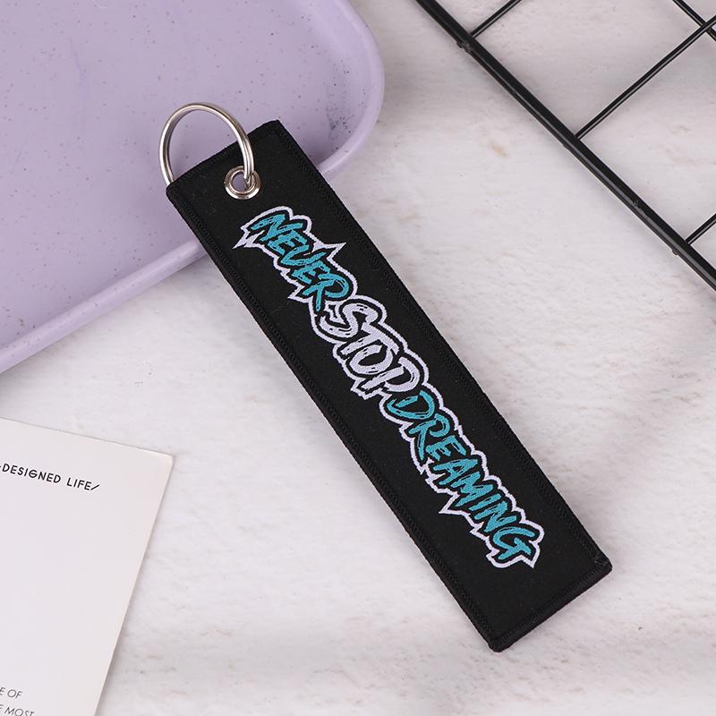 1Pc Fashion Trinket Double Sides Embroidery Tag Keychain Motorcycle Cars Key Accessories