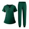 Women's Uniform Quick Drying Fabric Solid Color V-neck Zipper Pocket Short Sleeved Pants Set Caregiver Set