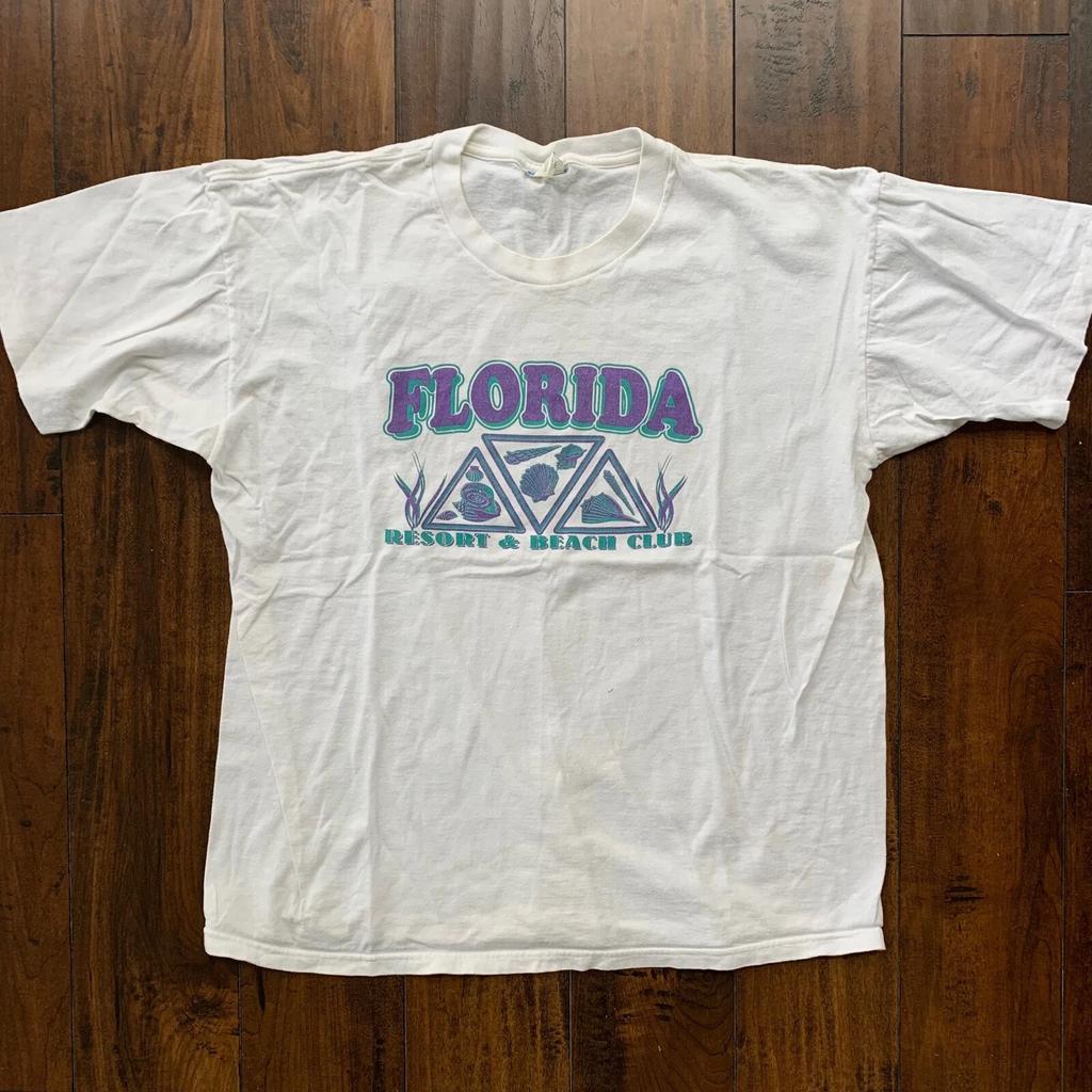 Florida Summer Vintage T Shirt 90s Beach Shell Disney Land Travel Rap Music Cute