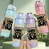 1PC A Little Feral Wolf Letter Layout 750ml Color Plastic Water Bottle Leakproof Flip Straw Lid For Sports Office Home Use