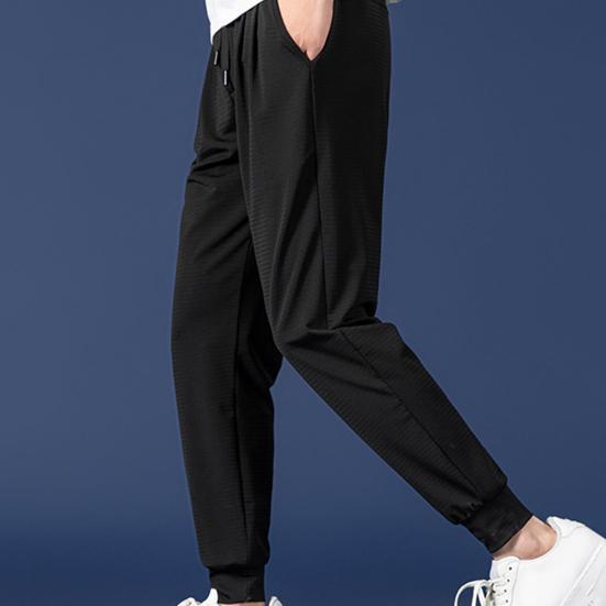 Middelhoge Elastische Tailleband Casual Broek Trekkoord Zakken Mesh Heren IJszijde Dun Jogging Trainingsbroek Streetwear