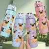 1PC Multiple Brown Puppy Group 750ml Color Plastic Sports Water Bottle Leakproof Flip Straw Lid For Sports Office Home Use