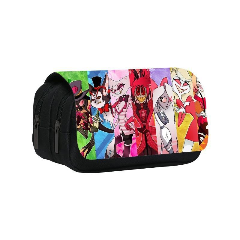 Hazbin Hotel Anime Tēlu Drukas Studentu Divslāņu Kancelejas Piederumu Uzglabāšanas Soma Skolai Un Mākslas Nodarbībām