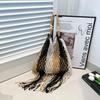 Lazy Woven Tassel Portable Shoulder Hollow Bag Beach Vacation Niche Leisure Tote Bag Tide