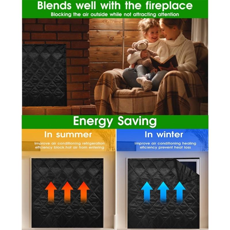 Magnetic Fireplaces Cover Insulating Barrier Heat Shield With Strong Magnets For Indoor Fireplaces Protecting Oxfords Fabric Thermals Insulation