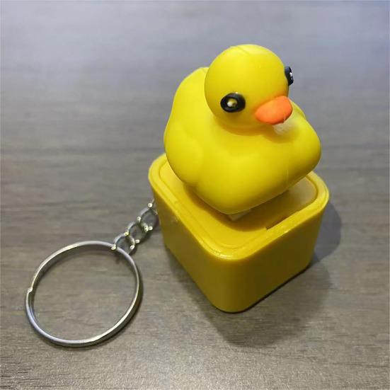 Lizard Button Keychain Fidget Toy with Sound LED Lights Stress Anxiety Relief Frog Keyboard Clicker Portable Duck Decompression Button Sensory Toy