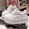 2025 nouvelles chaussures en cuir de vache à lacets à plateforme muffin chaussures blanches chaussures de sport décontractées polyvalentes augmentant la hauteur chaussures pour femmes