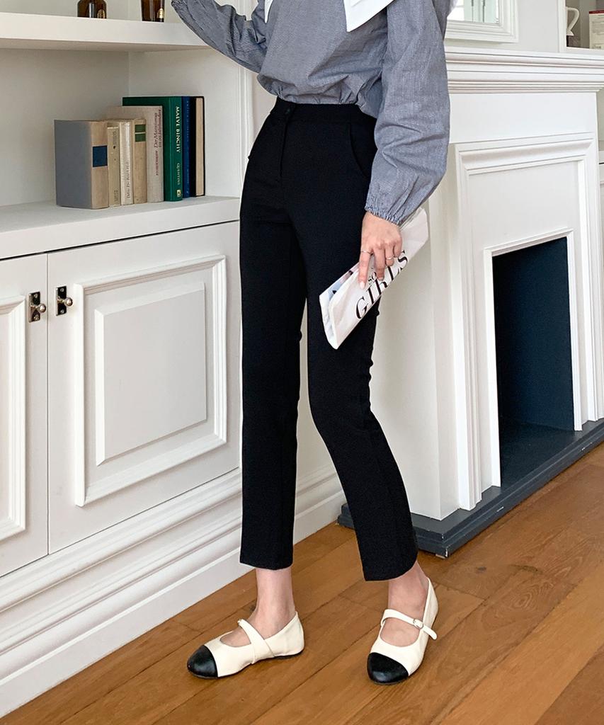 Ppaeppae Big Size Secret Elastic Waist Stretch Slim Straight Slacks
