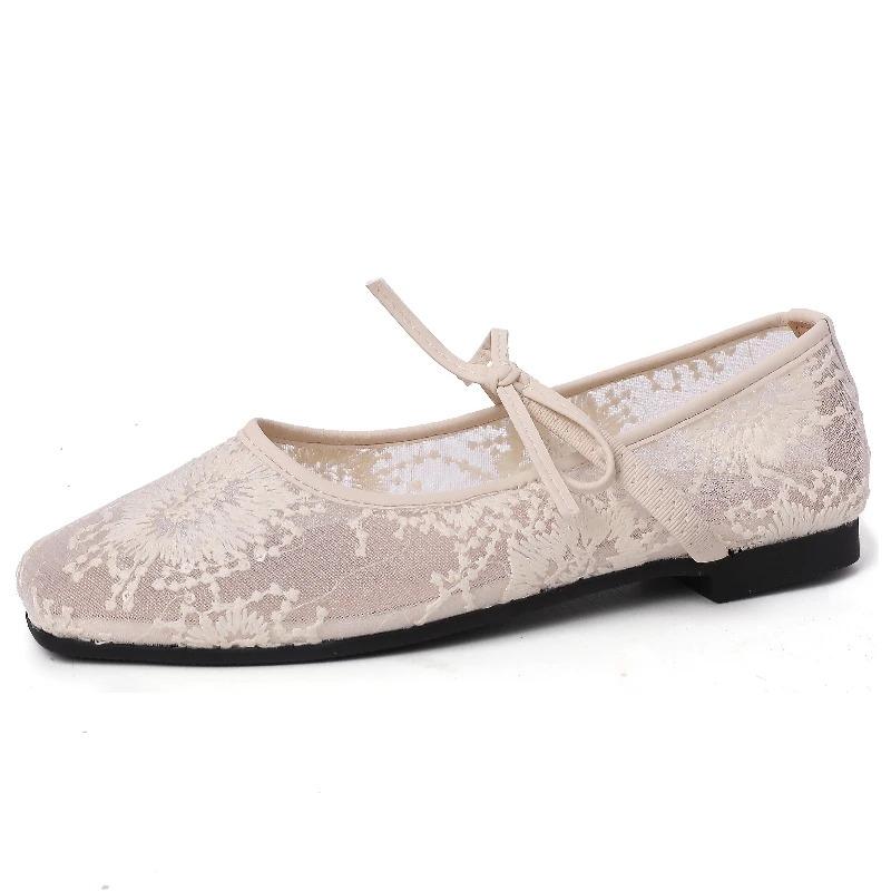 Spring Lace Women Mary Jane Shoes Fashion Slip on Comfort Street Style Soft Sole Female Dress Flats Shoes