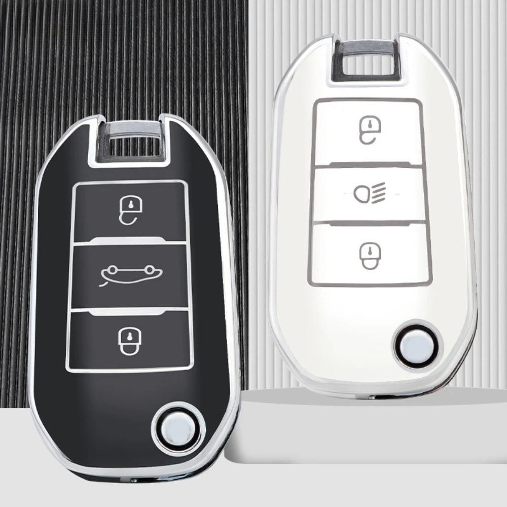 TPU Car Flip Key Case Cover Shell for Peugeot C6 508 C5 C3 208 308 408 508 2008 3008 for Citroen C4 CACTUS C4L Berlingo 2021