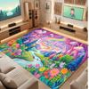 Mushroom Forest Theme Crystal Velvet Floor Rug Personalized Custom Name Text Warm Carpet Home Decoration
