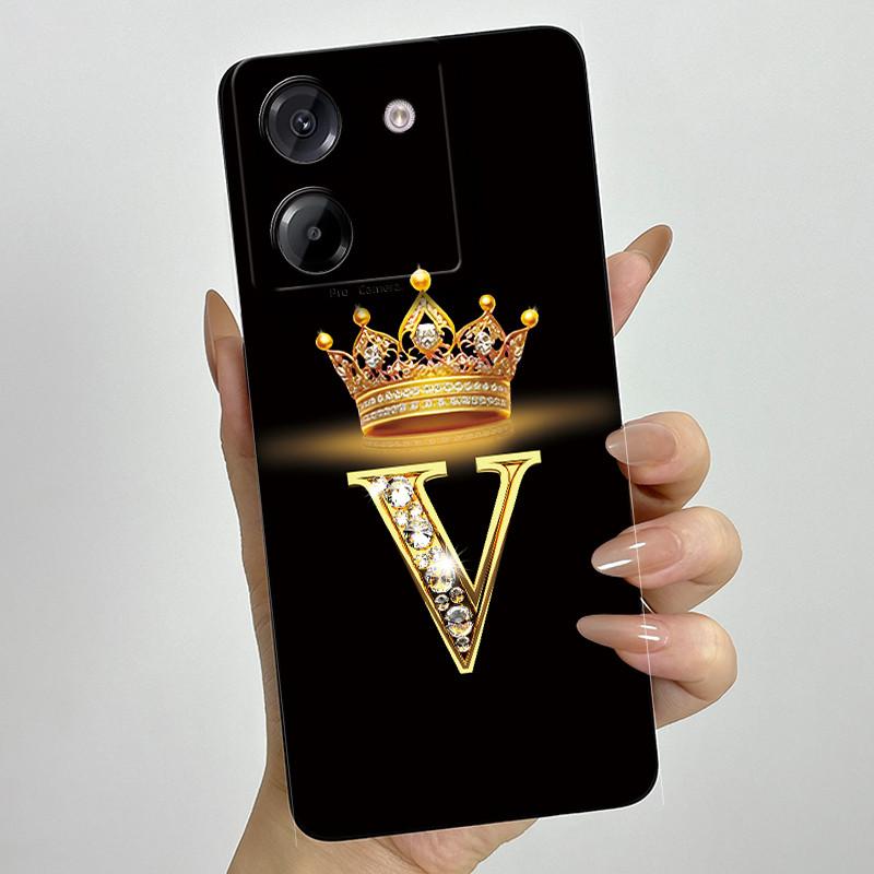 For Xiaomi Poco M7 Pro 5G Case Crown Letters Antifouling Non-slip Luxury Cover Couple For xiaomi poco m7pro PocoM7Pro Soft Funda