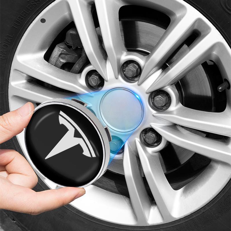 4 Pièces 60MM Cache Moyeu Central de Roue de Voiture Accessoires de Voiture Pour Tesla Model 3 Model X S 2016-2020 Autocollants TM3 TMX TMS Autocollant