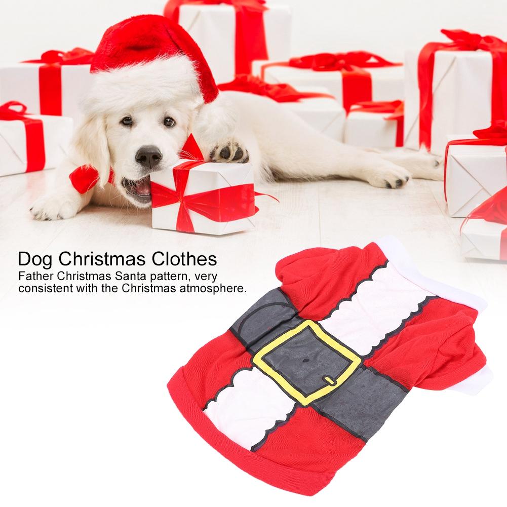 Polyester Santa Father Christmas Pattern Soft Comfortable Pet Clothes Festival Clothing Apparel Supplies for Dogs CatsXS