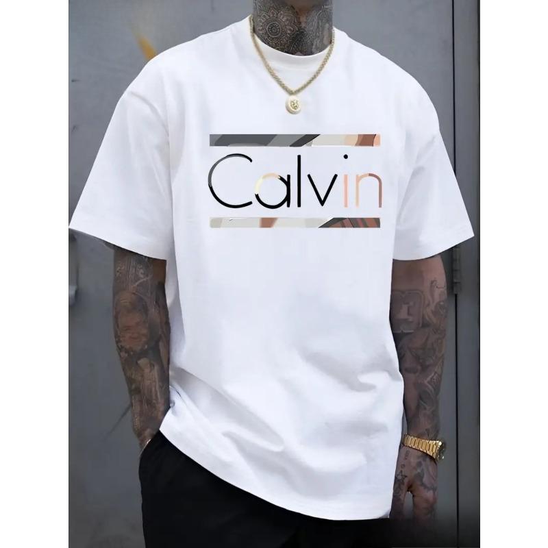 European Sizes Men's Casual T-Shirt, Creative Style Letter Pattern, Short-Sleeved, Stylish and Versatile, In Spring and Summer