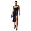 C7322 Elegant Slim-Fit Women's Dress with Button Decoration