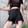 Pants Classic and Minimalist Fashion Versatile Broken Holes Female Summer High Waist Thin Outside Wear A-line Wide Leg Denim Shorts Individuality
