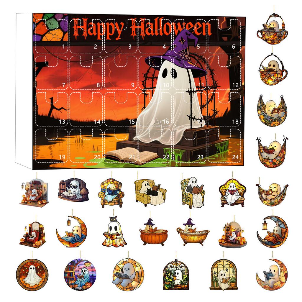 Halloween Geister Countdown Kalender Mit 24 Acryl Hängenden Ornamenten Für Party Dekoration Und Geschenk