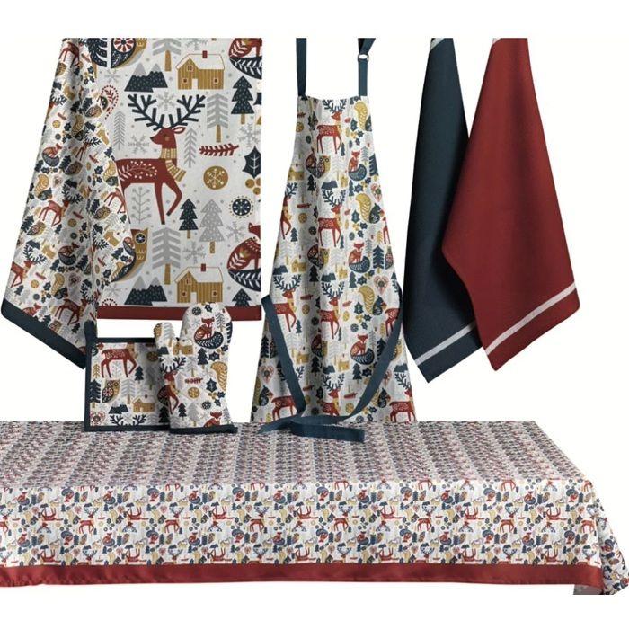 Lot de 2 torchons 50 x 70 cm Animaux d hiver marron