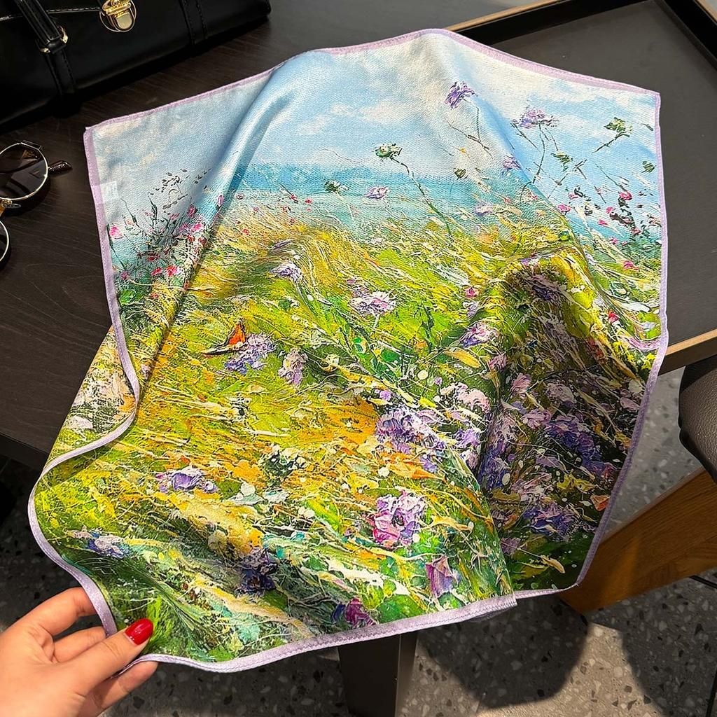 53Cm 100% Silk Square Scarf Women Foulard Colorful Hairband Hands Female Bandana Neck Ties Decorate Hijab Neckerchief Headbands