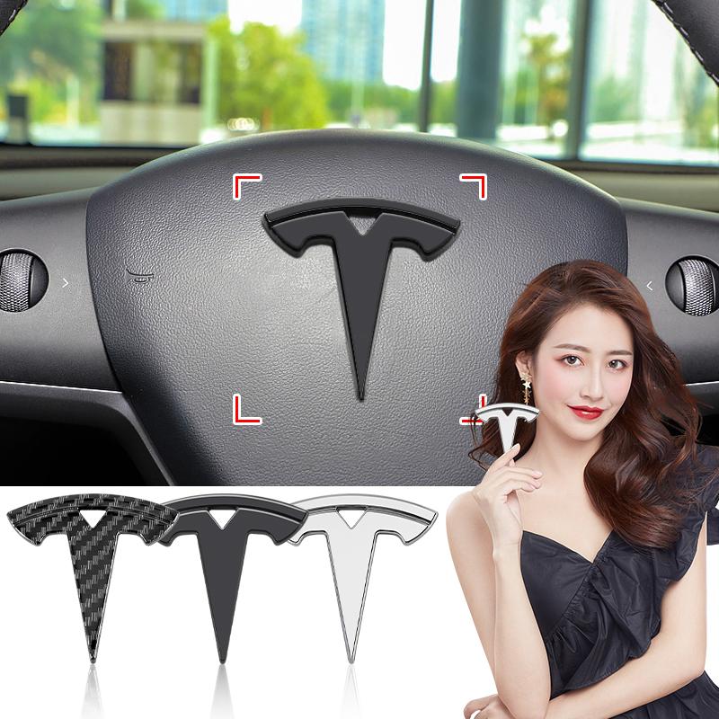 Car Steering Wheel Center Emblem Sticker Accessories For Tesla Model S Model X Model Y Model 3 Roadster SpaceX Accessory
