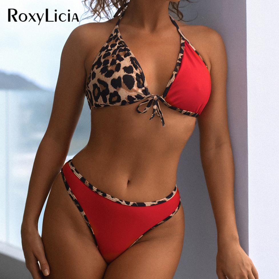Szexi Splicing Leopard Halter női fürdőruha egyrészes női fürdőruha, kivágott, hát nélküli fürdőruha, női fürdőruha