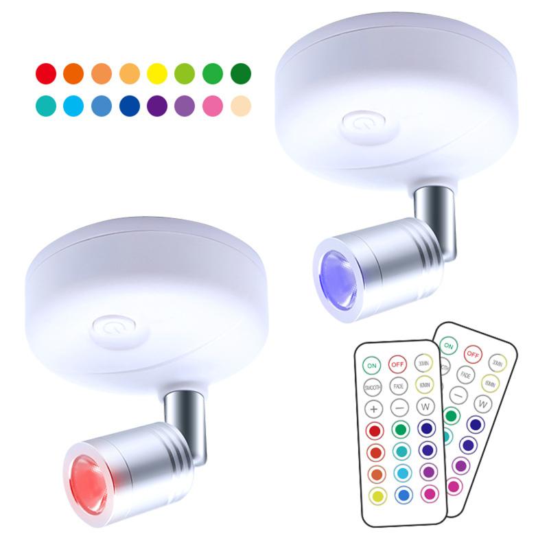 Led Wireless Spotlight 13-color 3 Dimming Modes Adjustable Angle Remote Control Rgb Spot Lamp With