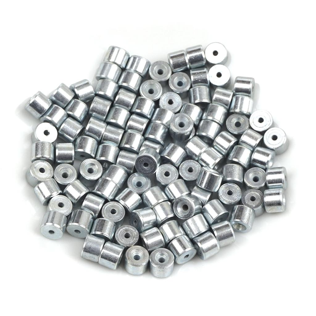 ECR016 100 Pieces Car Window Regulator Winder Repair Steel Cable Wire Rope End Fitting Pin Stop Sleeve Crimp Rivet 6.5x5/1.7 Mm