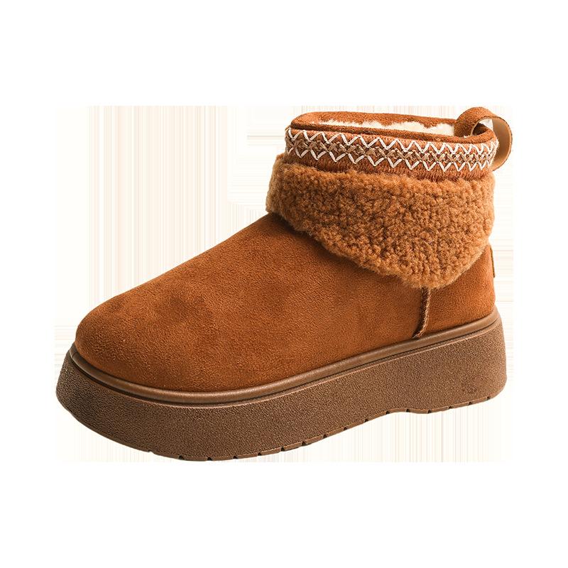 Elegant fluffy snow boots 22 new autumn and winter new warm thick-soled sleeve snow cotton shoes