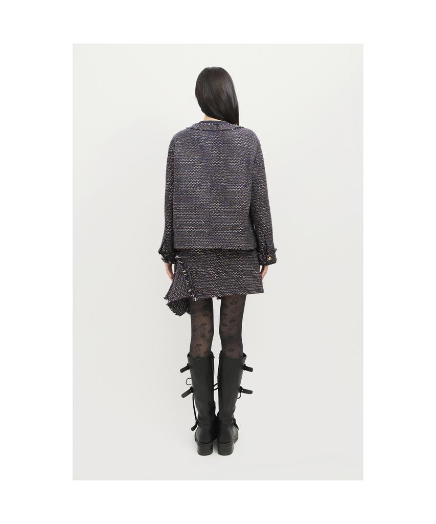 LUCKY CHOUETTE Denim Patch Tweed Midi Skirt (Dark Navy) Lfkas25140Nyd