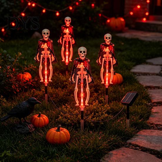 Interiérové nástenné ozdoby Solárne Halloweenske Netopierové Záhradné Svetlá, Realistická Kostra Dekorácia Cesty, Vodotesné LED 3D Kosti Rekvizity Strašidelné Svetlo na Kôl pre