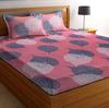Draps Plats Microfibre 180 TC Imprimé Grandes Fleurs pour Lit Double avec 2 Taies d'Oreiller de Taille Standard, (90x90 pouces)