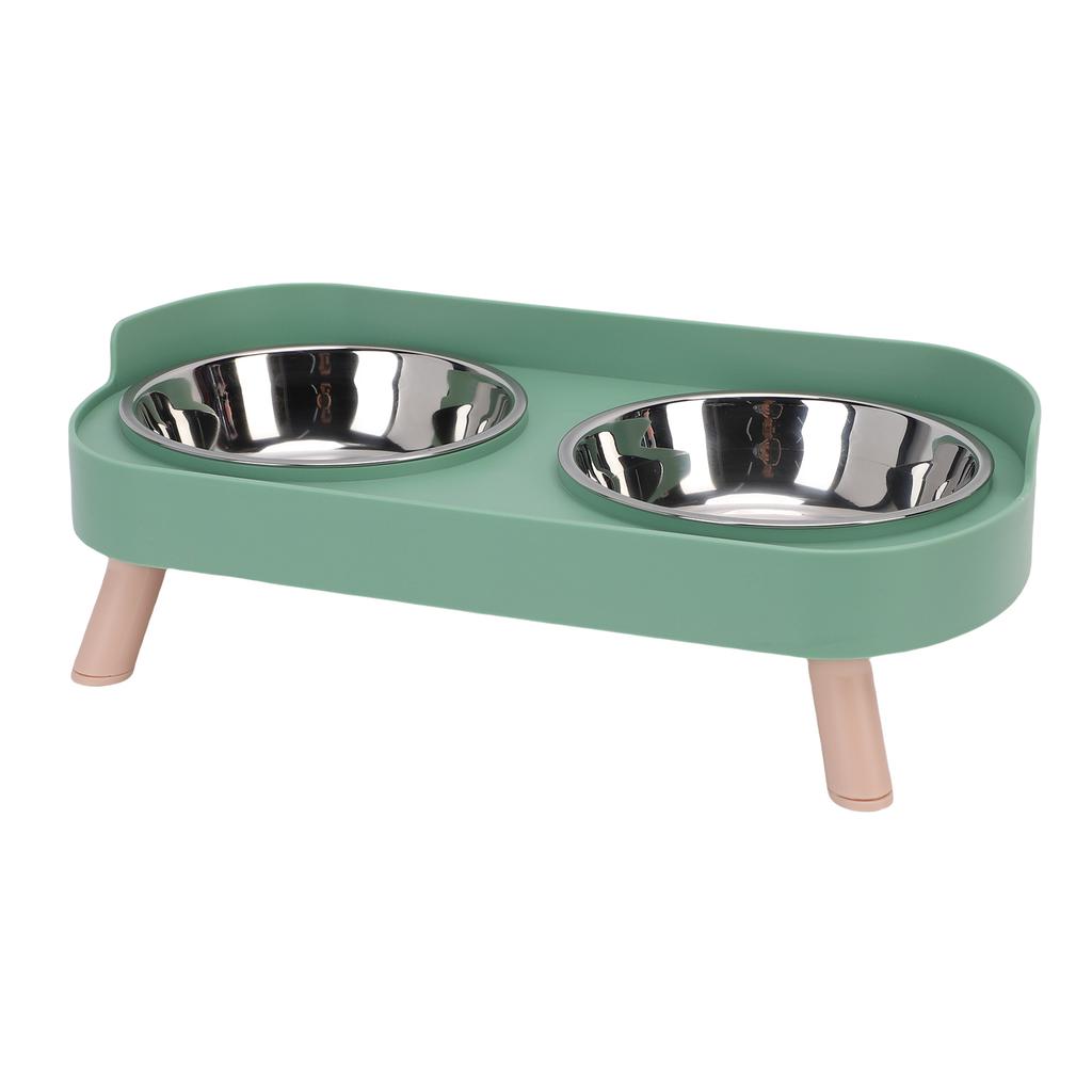 Elevated Cat Bowl Stainless Steel Integrated Double Bowls Raised Cat Food and Water Dish for Home