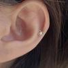 Youngglow 14k Heart Dot Line Pearl Piercing