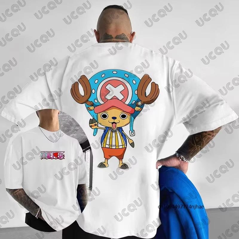 T-shirt Homme Coton Imprimé Graphique Anime One Piece Luffy Zoro Manches Courtes d'Été Vêtements Hauts Décontractés Oversize