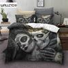 Ložní soupravy Sugar Skull King Krása Polibek Lebka Povlak na přikrývku Ložní souprava Bohémský potisk Černé ložní prádlo Velikost Queen Bedline