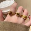 Golden Tiger Eye Stone Open Ring - Women's Unique Design Fashion Finger Ring - High-end Feeling Antique Finger Ring