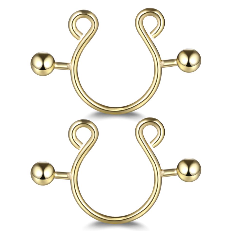 2pcs/lot Surgical Steel Fake Sexy Nipple Clip Rings Charm Faux Nipple Shield Non Piercing Rings Body Jewelry for Women Gift