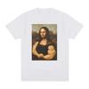 T-shirt de Fitness Mona Lisa Drôle Muscles Gym Décontracté Graphique Manches Courtes Mode Unisexe Décontracté Pur Coton