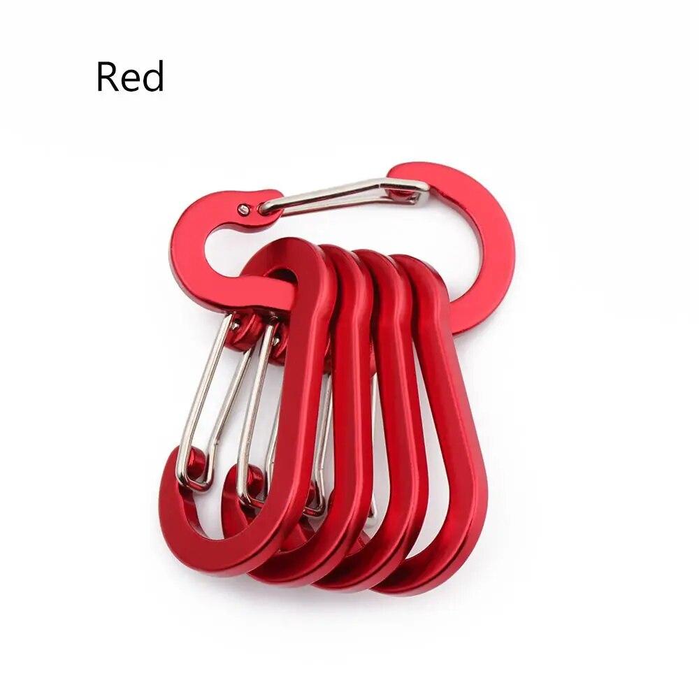 5pcs Tools Carabiner Outdoor Backpack Camping Climbing Booms Fishing Hook Keychain Lock Buckle Snap Clip