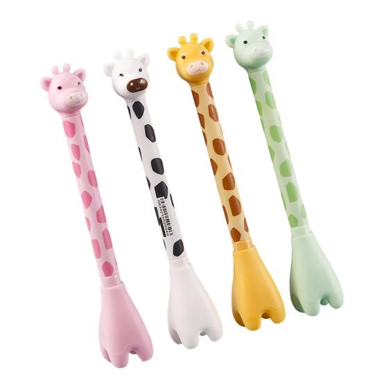 2pcs Giraffe Shape Gel Pen Cute Cartoon Animal Pen Creative Pedestal Design for School Students Party Office