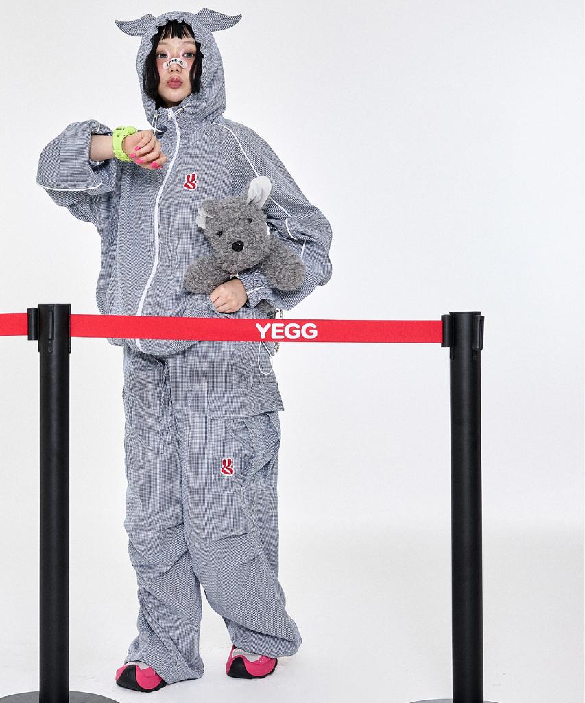 Yegeu Check Cargo Pants Navy