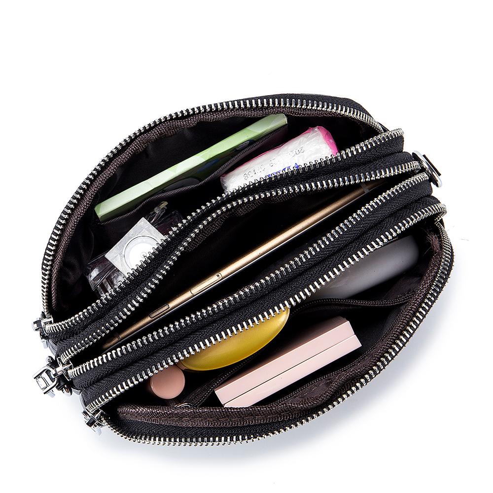 Echtes Leder Damenmode Umhängetasche Mini Cross Messenger Bags Weibliche kleine Geldbörse Drei Reißverschlusstaschen Design Luxus Handtasche