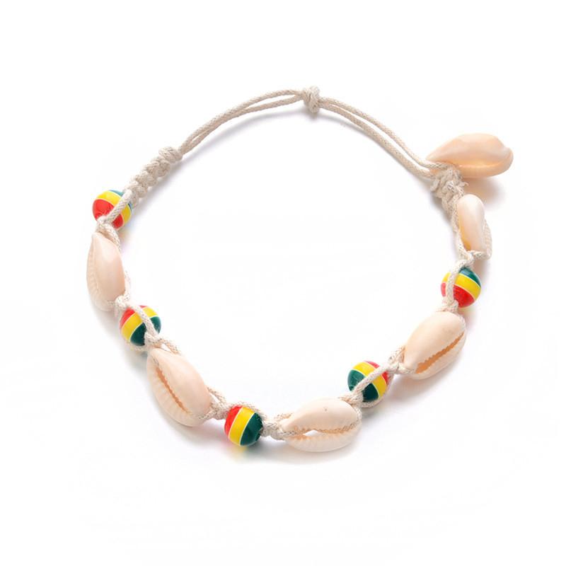 Vintage Inspired Bohemian Retro Charm Anklet With Shell Pendant And Carved Wooden Beads For Womens Fashion