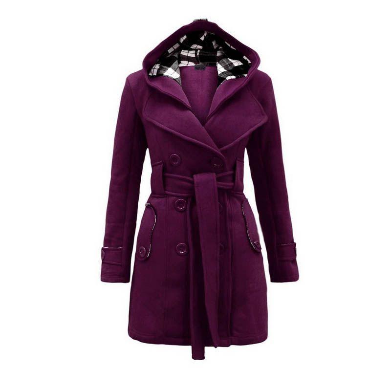 Elegant Women's Overcoat Long Jacket Warm Winter Outwear With Hooded Parka Design
